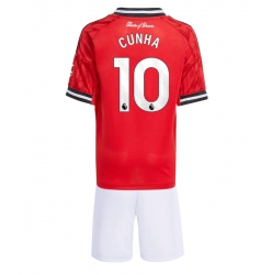 Manchester United Matheus Cunha #10 Heimtrikot Kinder 2025-26 Kurzarm (+ kurze hosen)