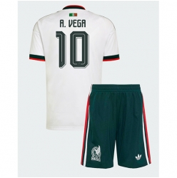 Mexiko Alexis Vega #10 Auswärtstrikot Kinder WM 2026 Kurzarm (+ kurze hosen)