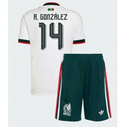 Mexiko Armando Gonzalez #14 Auswärtstrikot Kinder WM 2026 Kurzarm (+ kurze hosen)