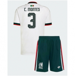 Mexiko Cesar Montes #3 Auswärtstrikot Kinder WM 2026 Kurzarm (+ kurze hosen)