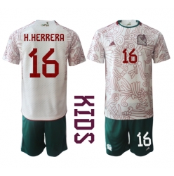 Mexiko Hector Herrera #16 Auswärtstrikot Kinder WM 2022 Kurzarm (+ kurze hosen)