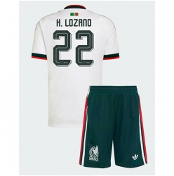 Mexiko Hirving Lozano #22 Auswärtstrikot Kinder WM 2026 Kurzarm (+ kurze hosen)