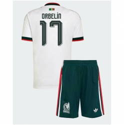 Mexiko Orbelin Pineda #17 Auswärtstrikot Kinder WM 2026 Kurzarm (+ kurze hosen)