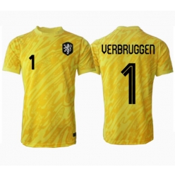Niederlande Bart Verbruggen #1 Torwart Auswärtstrikot EM 2024 Kurzarm