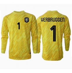 Niederlande Bart Verbruggen #1 Torwart Auswärtstrikot EM 2024 Langarm