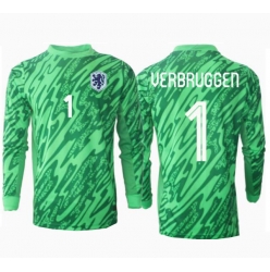 Niederlande Bart Verbruggen #1 Torwart Heimtrikot EM 2024 Langarm
