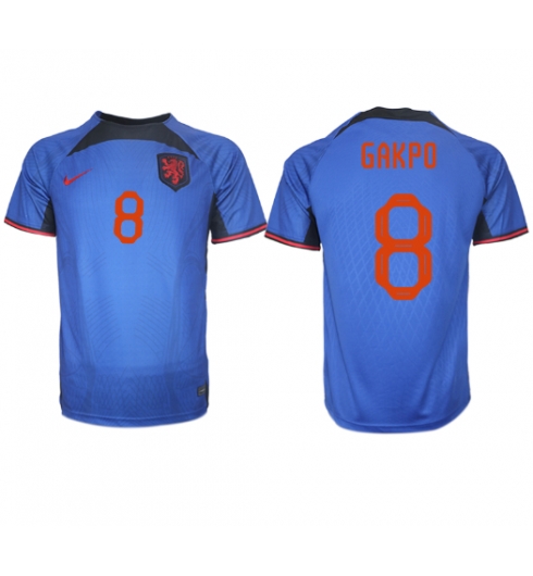 Niederlande Cody Gakpo #8 Auswärtstrikot WM 2022 Kurzarm