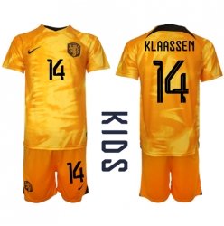 Niederlande Davy Klaassen #14 Heimtrikot Kinder WM 2022 Kurzarm (+ kurze hosen)