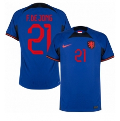 Niederlande Frenkie de Jong #21 Auswärtstrikot WM 2022 Kurzarm