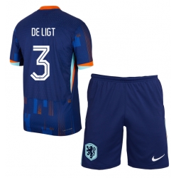 Niederlande Matthijs de Ligt #3 Auswärtstrikot Kinder EM 2024 Kurzarm (+ kurze hosen)