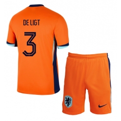 Niederlande Matthijs de Ligt #3 Heimtrikot Kinder EM 2024 Kurzarm (+ kurze hosen)