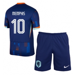 Niederlande Memphis Depay #10 Auswärtstrikot Kinder EM 2024 Kurzarm (+ kurze hosen)