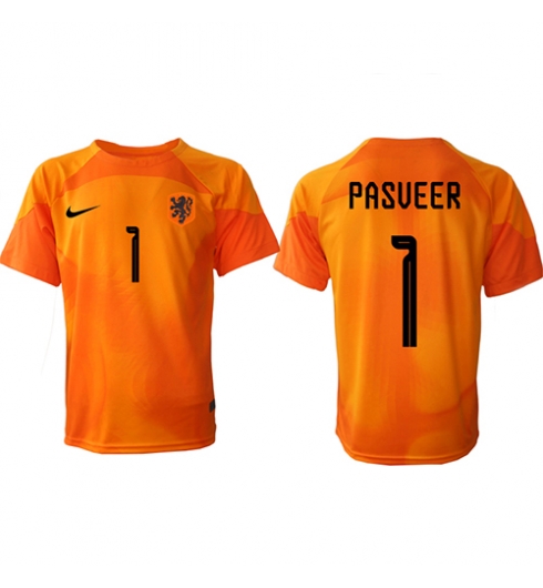 Niederlande Remko Pasveer #1 Torwart Auswärtstrikot WM 2022 Kurzarm
