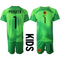 Niederlande Remko Pasveer #1 Torwart Heimtrikot Kinder WM 2022 Kurzarm (+ kurze hosen)