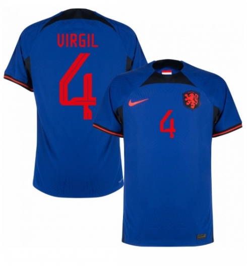 Niederlande Virgil van Dijk #4 Auswärtstrikot WM 2022 Kurzarm