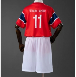 Norwegen Jorgen Strand Larsen #11 Heimtrikot Kinder WM 2026 Kurzarm (+ kurze hosen)