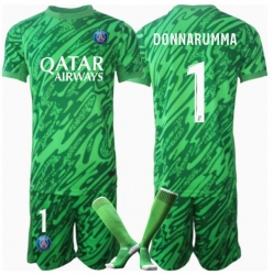 Paris Saint-Germain Gianluigi Donnarumma #1 Torwart Heimtrikot Kinder 2024-25 Kurzarm (+ kurze hosen)