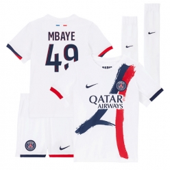 Paris Saint-Germain Ibrahim Mbaye #49 Auswärtstrikot Kinder 2025-26 Kurzarm (+ kurze hosen)