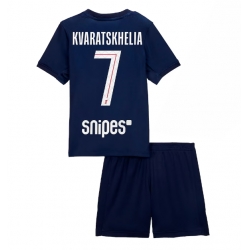 Paris Saint-Germain Khvicha Kvaratskhelia #7 Heimtrikot Kinder 2025-26 Kurzarm (+ kurze hosen)