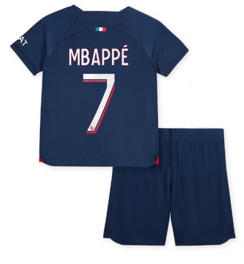 Paris Saint-Germain Kylian Mbappe #7 Heimtrikot Kinder 2023-24 Kurzarm (+ kurze hosen)