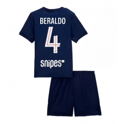 Paris Saint-Germain Lucas Beraldo #4 Heimtrikot Kinder 2025-26 Kurzarm (+ kurze hosen)
