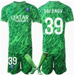 Paris Saint-Germain Matvei Safonov #39 Torwart Heimtrikot Kinder 2024-25 Kurzarm (+ kurze hosen)
