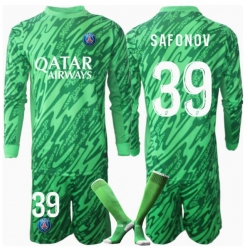 Paris Saint-Germain Matvei Safonov #39 Torwart Heimtrikot Kinder 2024-25 Langarm (+ kurze hosen)