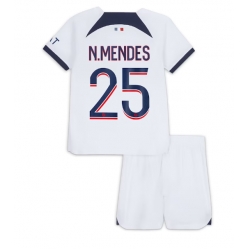 Paris Saint-Germain Nuno Mendes #25 Auswärtstrikot Kinder 2023-24 Kurzarm (+ kurze hosen)