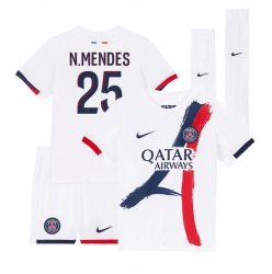 Paris Saint-Germain Nuno Mendes #25 Auswärtstrikot Kinder 2024-25 Kurzarm (+ kurze hosen)