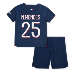 Paris Saint-Germain Nuno Mendes #25 Heimtrikot Kinder 2023-24 Kurzarm (+ kurze hosen)