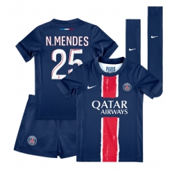 Paris Saint-Germain Nuno Mendes #25 Heimtrikot Kinder 2024-25 Kurzarm (+ kurze hosen)
