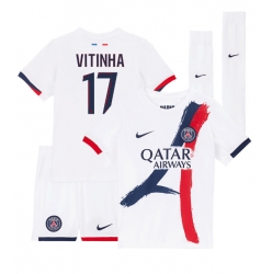 Paris Saint-Germain Vitinha #17 Auswärtstrikot Kinder 2024-25 Kurzarm (+ kurze hosen)