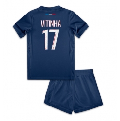 Paris Saint-Germain Vitinha #17 Heimtrikot Kinder 2024-25 Kurzarm (+ kurze hosen)