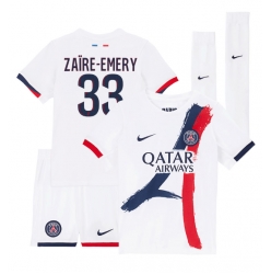 Paris Saint-Germain Warren Zaire-Emery #33 Auswärtstrikot Kinder 2024-25 Kurzarm (+ kurze hosen)