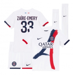 Paris Saint-Germain Warren Zaire-Emery #33 Auswärtstrikot Kinder 2025-26 Kurzarm (+ kurze hosen)
