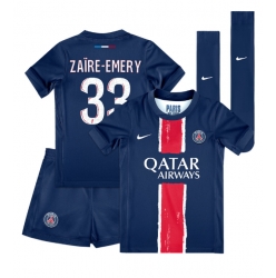 Paris Saint-Germain Warren Zaire-Emery #33 Heimtrikot Kinder 2024-25 Kurzarm (+ kurze hosen)