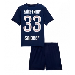 Paris Saint-Germain Warren Zaire-Emery #33 Heimtrikot Kinder 2025-26 Kurzarm (+ kurze hosen)