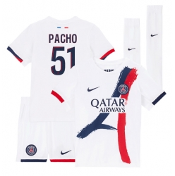 Paris Saint-Germain Willian Pacho #51 Auswärtstrikot Kinder 2024-25 Kurzarm (+ kurze hosen)