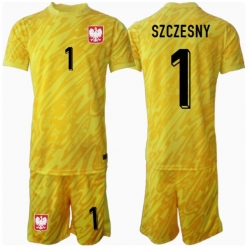 Polen Wojciech Szczesny #1 Torwart Heimtrikot Kinder EM 2024 Kurzarm (+ kurze hosen)