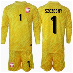 Polen Wojciech Szczesny #1 Torwart Heimtrikot Kinder EM 2024 Langarm (+ kurze hosen)