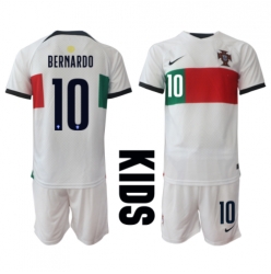 Portugal Bernardo Silva #10 Auswärtstrikot Kinder WM 2022 Kurzarm (+ kurze hosen)