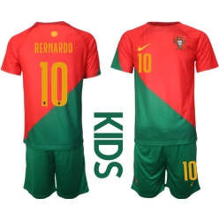 Portugal Bernardo Silva #10 Heimtrikot Kinder WM 2022 Kurzarm (+ kurze hosen)