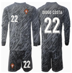 Portugal Diogo Costa #22 Torwart Auswärtstrikot Kinder EM 2024 Langarm (+ kurze hosen)