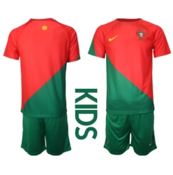Portugal Heimtrikot Kinder WM 2022 Kurzarm (+ kurze hosen)