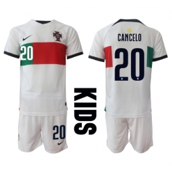 Portugal Joao Cancelo #20 Auswärtstrikot Kinder WM 2022 Kurzarm (+ kurze hosen)