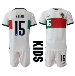 Portugal Rafael Leao #15 Auswärtstrikot Kinder WM 2022 Kurzarm (+ kurze hosen)