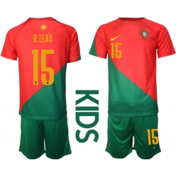 Portugal Rafael Leao #15 Heimtrikot Kinder WM 2022 Kurzarm (+ kurze hosen)