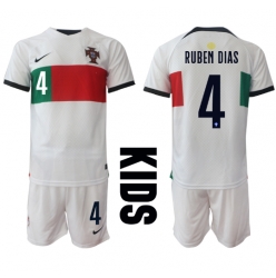 Portugal Ruben Dias #4 Auswärtstrikot Kinder WM 2022 Kurzarm (+ kurze hosen)