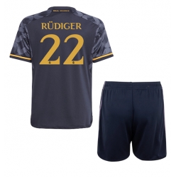Real Madrid Antonio Rudiger #22 Auswärtstrikot Kinder 2023-24 Kurzarm (+ kurze hosen)