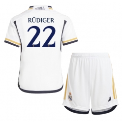 Real Madrid Antonio Rudiger #22 Heimtrikot Kinder 2023-24 Kurzarm (+ kurze hosen)